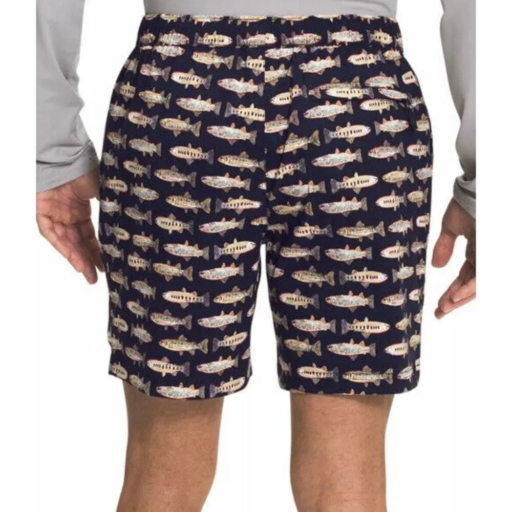 New $59 The North Face Class V Flash Dry Fish Print Water Mens Pull On Shorts XL